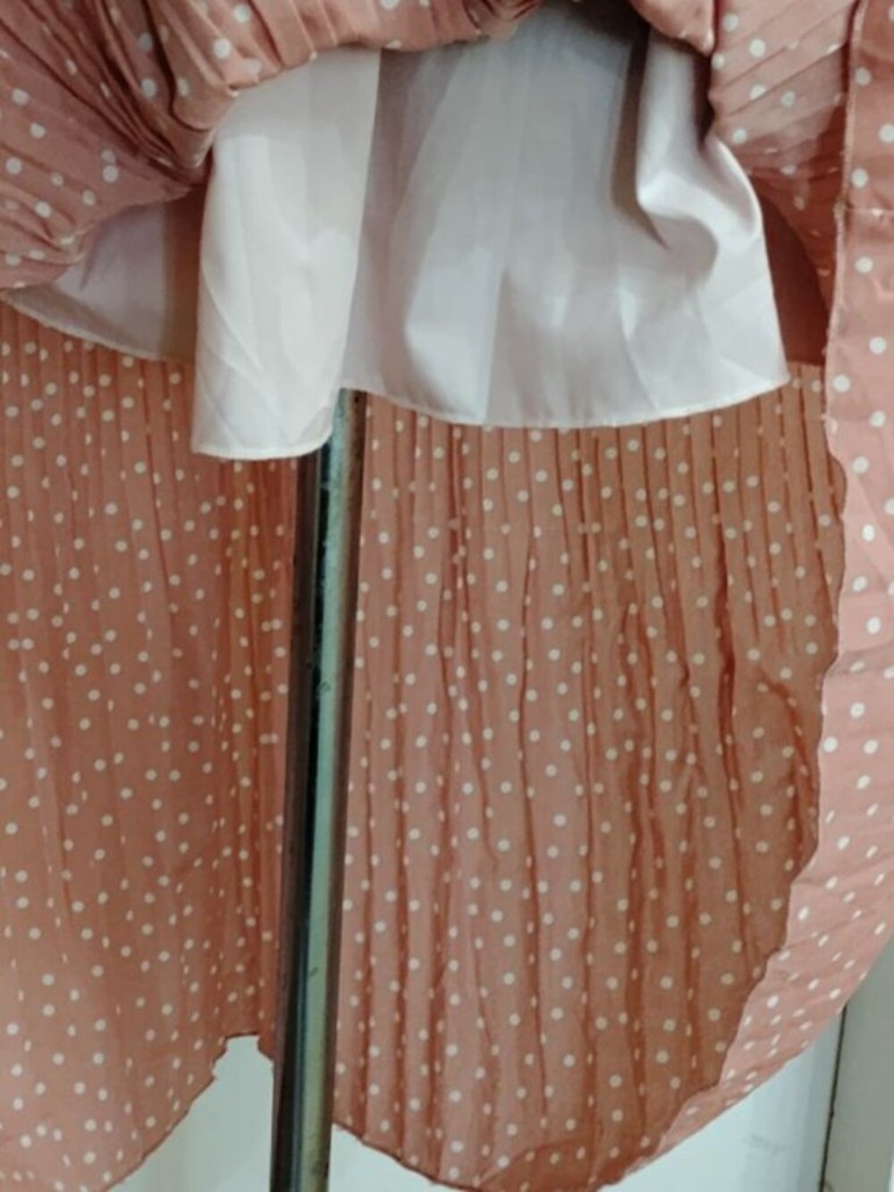 Polka Dot Crystal Pleated Midi Skirt - Picture 7 of 7